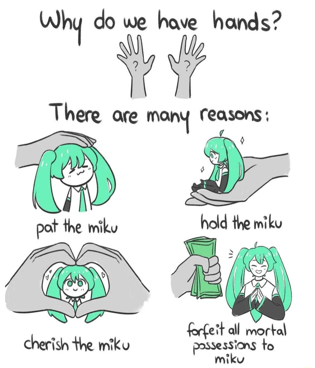 wh do we have hands There are mony Ceasons o pot the miky hod the miku eit all mortal cherign the miku fmss ons to mikv