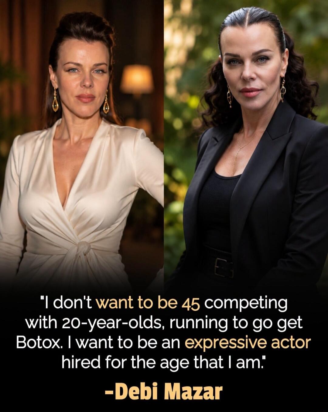 I don't want to be 45 competing with 20-year-olds, running to go get Botox. I want to be an expressive actor hired for the age that I am. -Debi Mazar