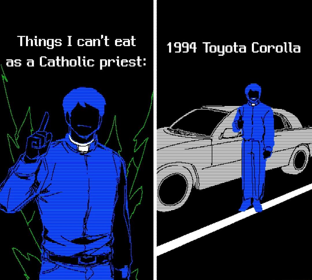 Things I cant eat as a Catholic priest A 1994 Toyota Corolla St