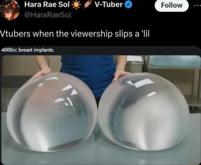 Follow tubers when the viewership slips a lil 4000cc breast implants