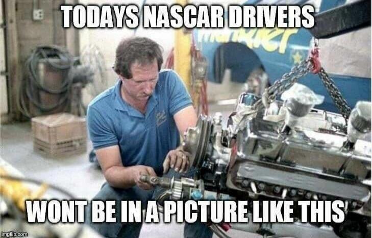 TODAYS NASCAR DRIVERS WONT BE IN A PICTURE LIKE THIS