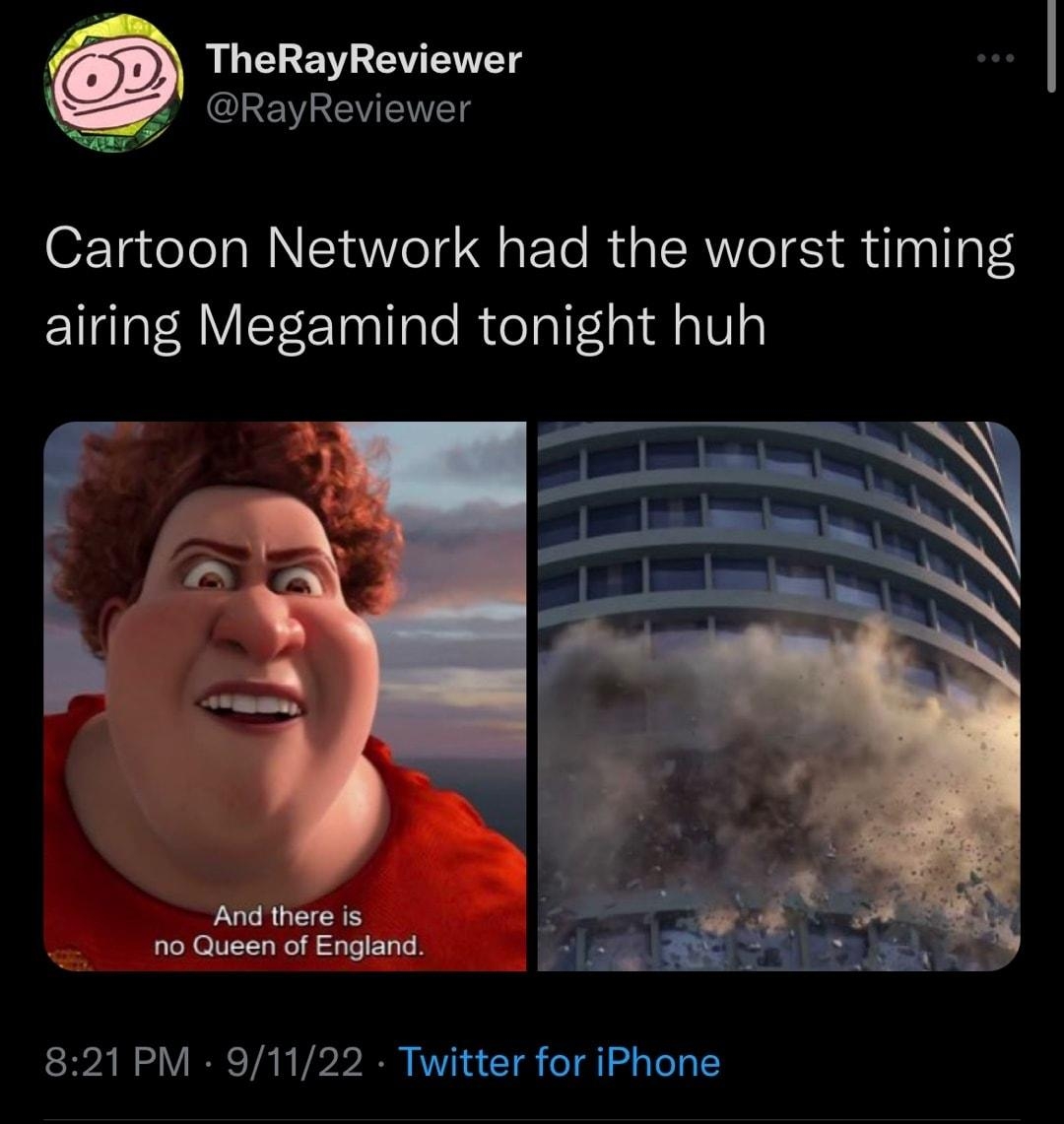 TheRayReviewer RayReviewer Cartoon Network had the worst timing airing Megamind tonight huh 821 PM 91122 Twitter for iPhone CECLREEETCN Ol CRITEET Ry f B QRIS