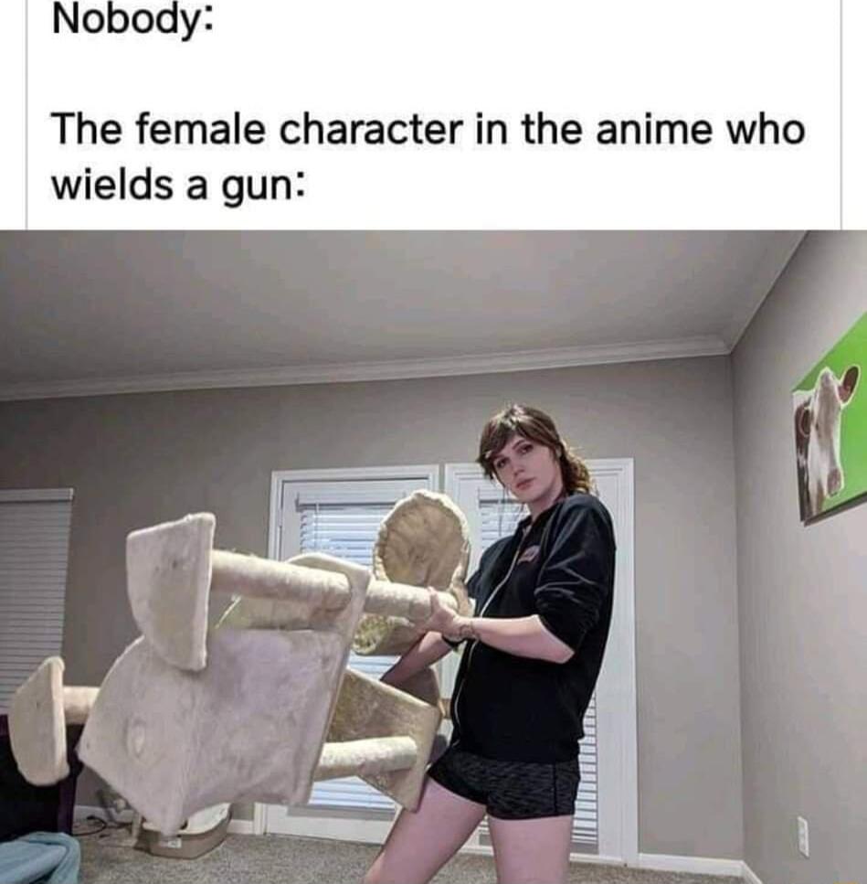 The female character in the anime who wields a gun