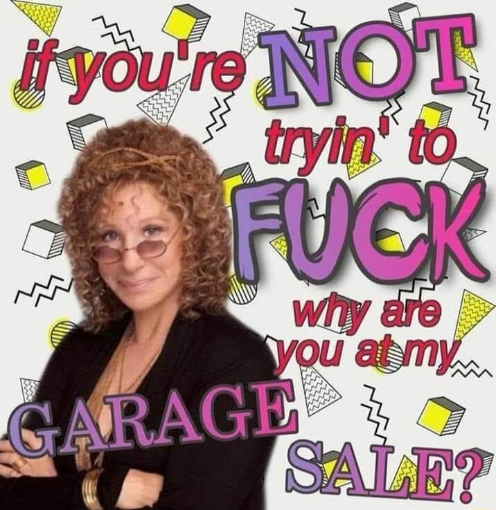 if you're NOT tryin' to FUCK why are you at my GARAGE SALE?