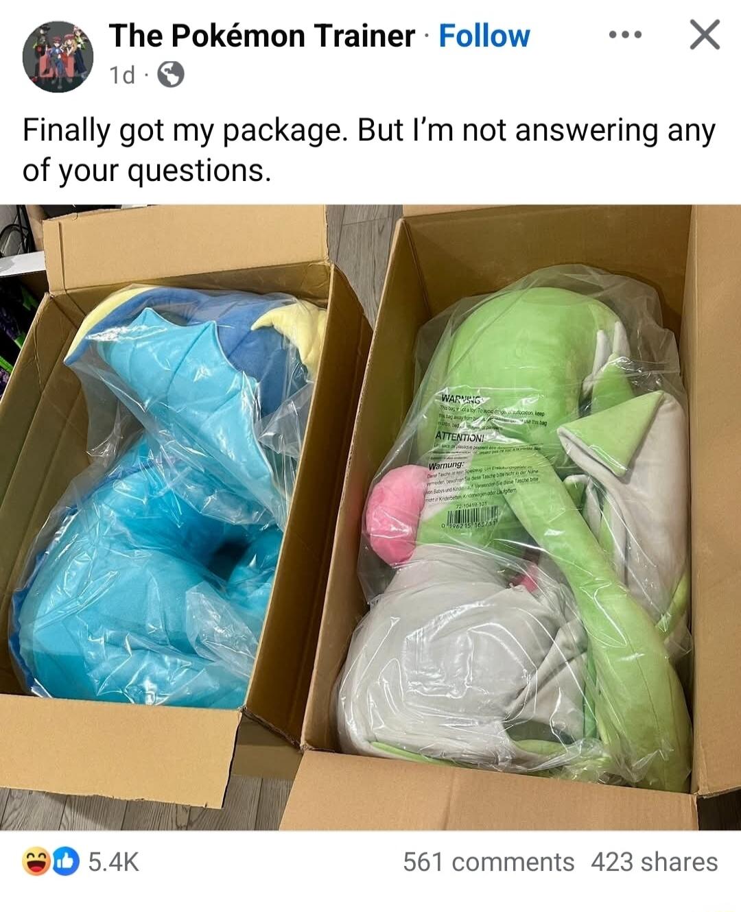 Finally got my package. But I’m not answering any of your questions.