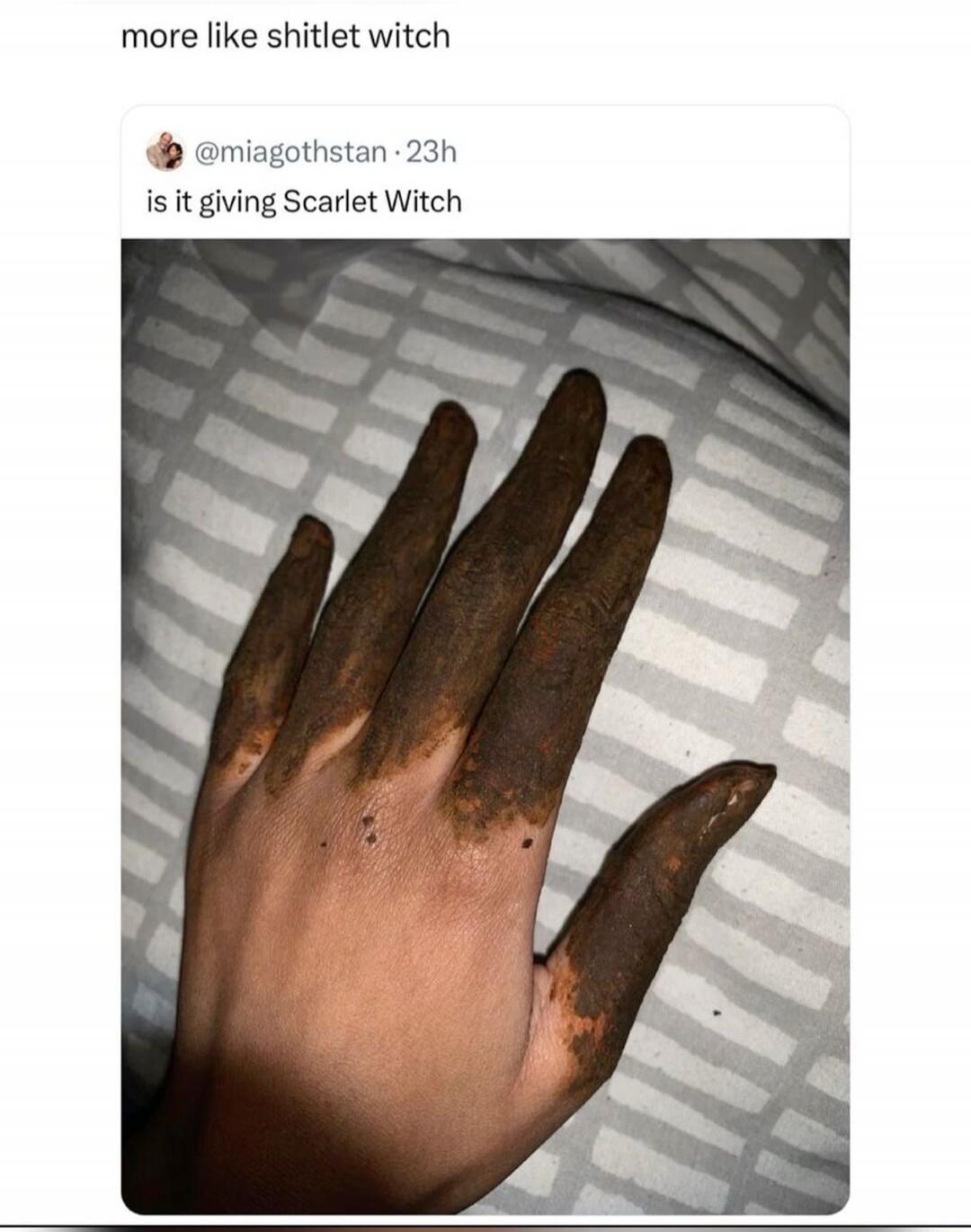 more like shitlet witch @miagothstan - 23h is it giving Scarlet Witch