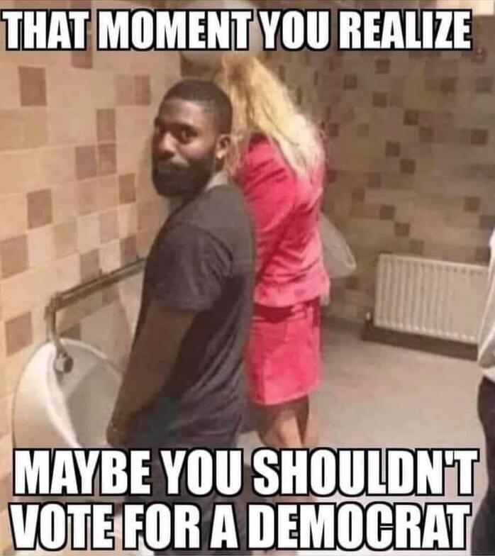 THAT MOMENT YOU REALIZE
MAYBE YOU SHOULDN'T VOTE FOR A DEMOCRAT