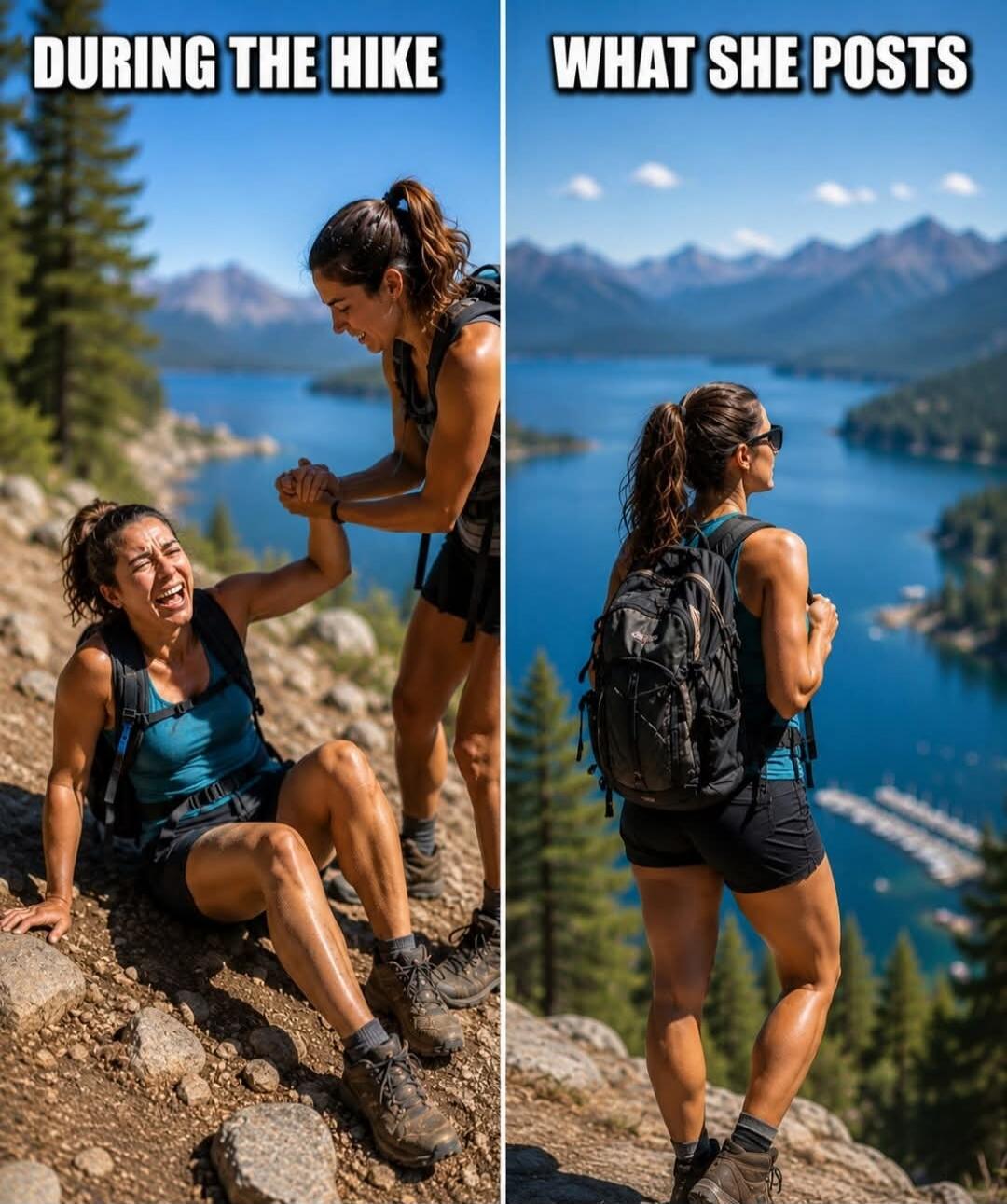 DURING THE HIKE WHAT SHE POSTS