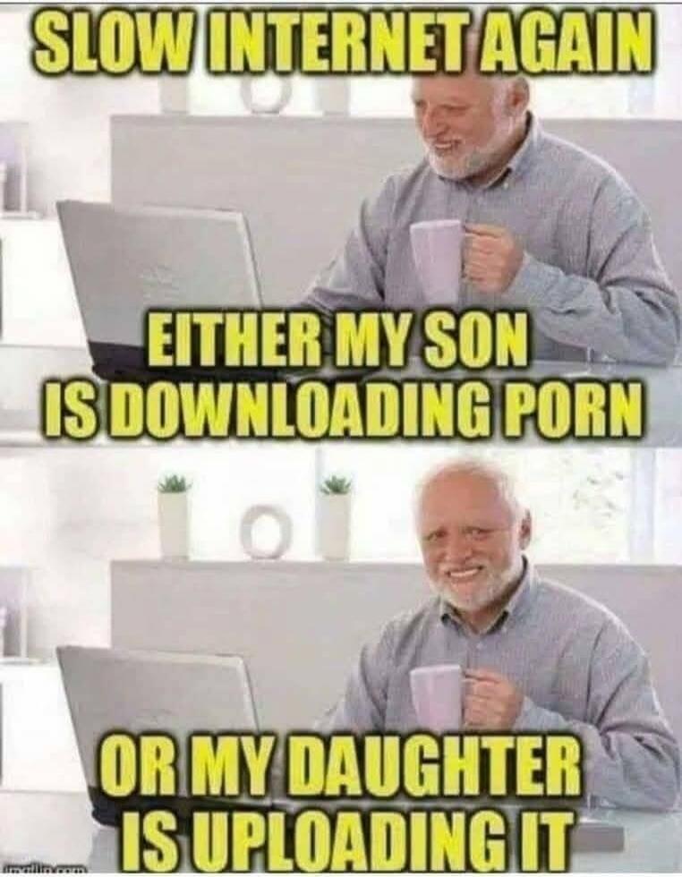 SLOW INTERNET AGAIN EITHER MY SON IS DOWNLOADING PORN OR MY DAUGHTER IS UPLOADING IT