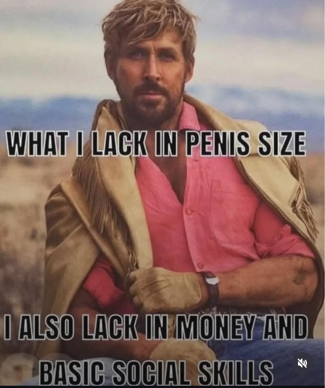 WHAT I LACK IN PENIS SIZE
I ALSO LACK IN MONEY AND
BASIC SOCIAL SKILLS