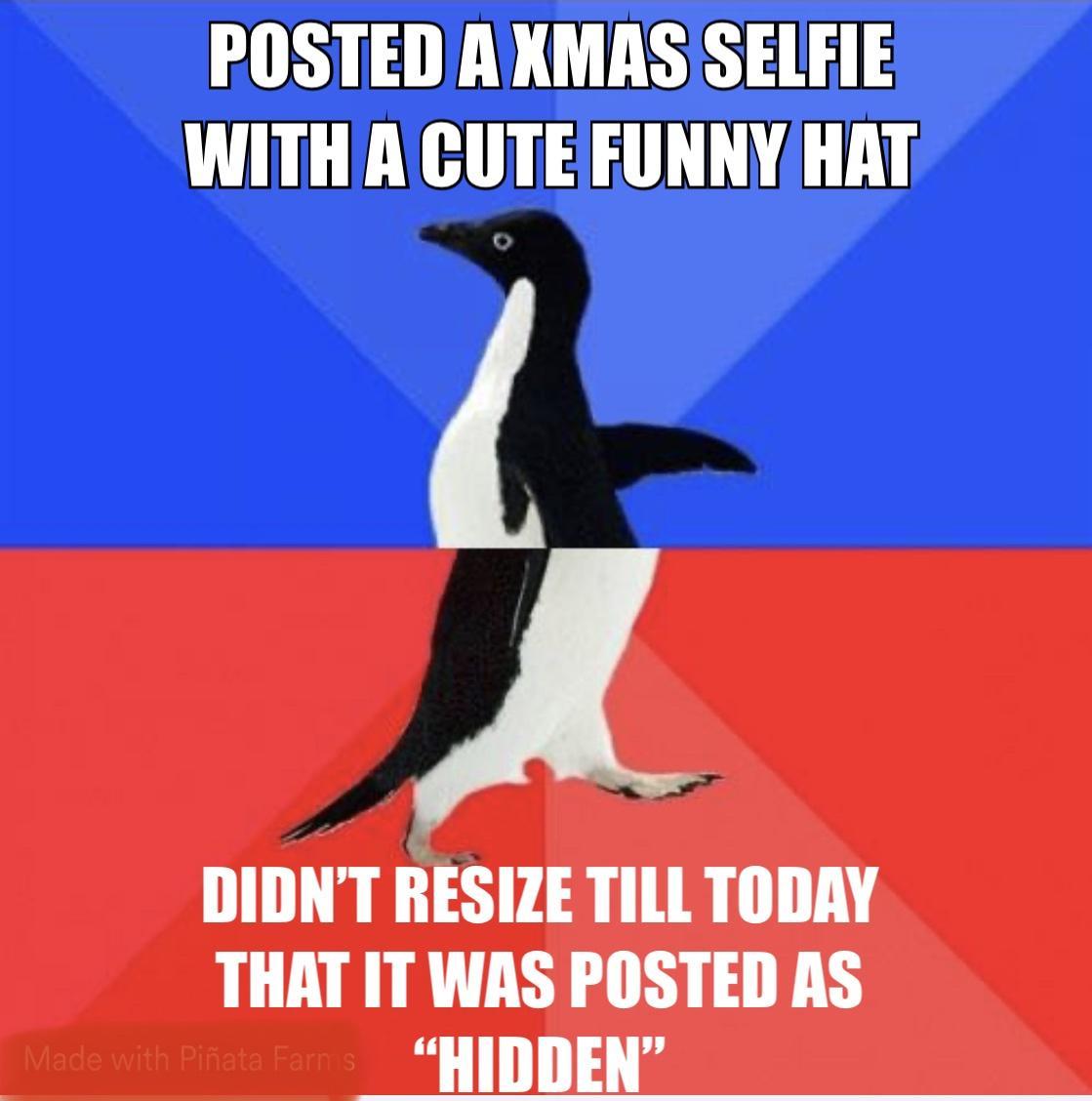 POSTED AXMASSELFIE WITH AICUTE FUNNYHAT J DIDNT RESIZE TILL TODAY THAT IT WAS POSTED AS