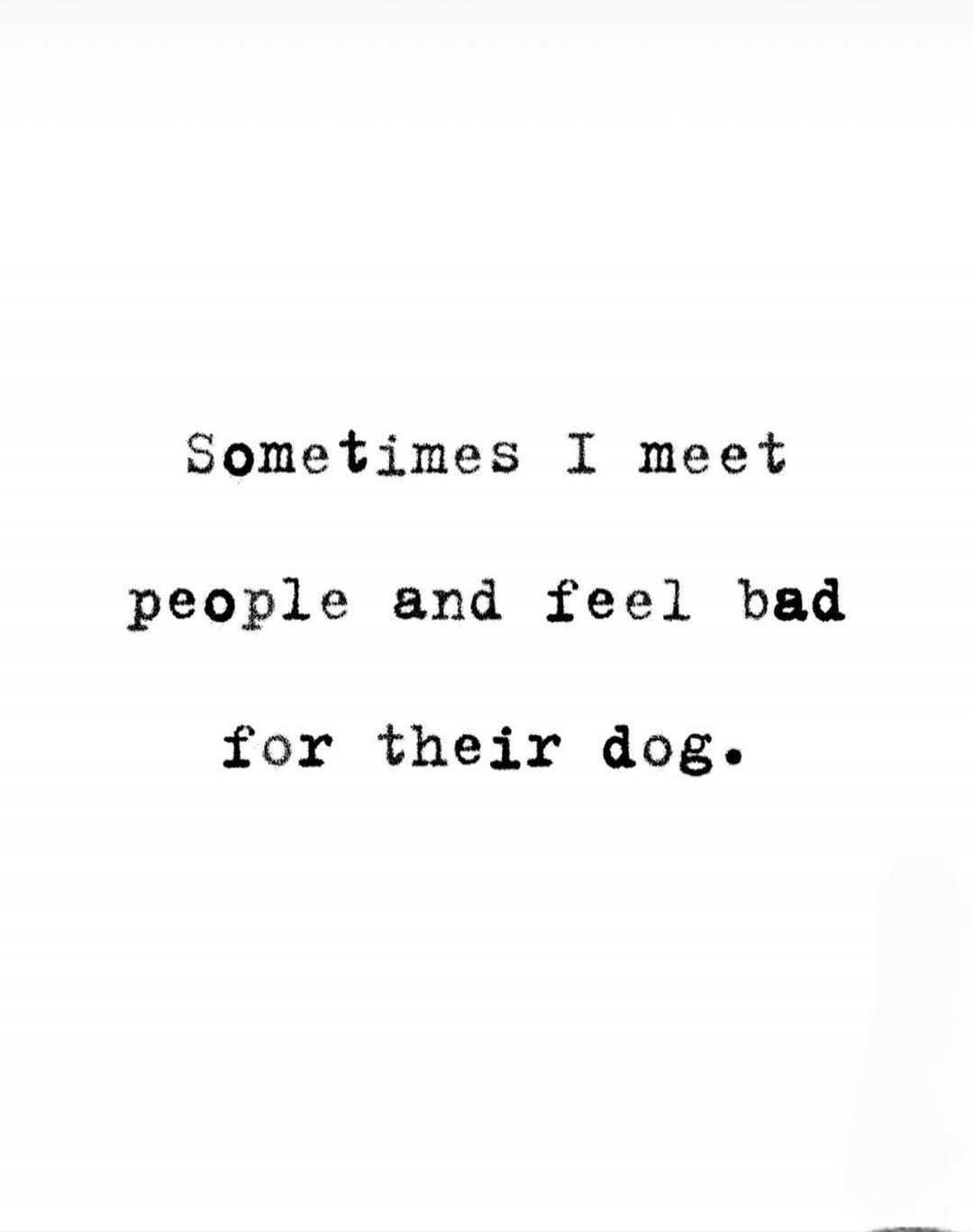 Sometimes I meet people and feel bad for their dog.