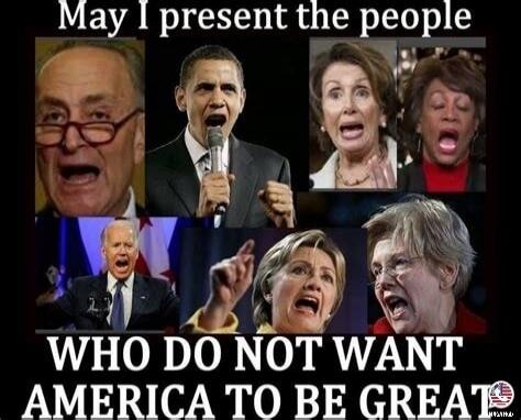 May I present the people
WHO DO NOT WANT AMERICA TO BE GREAT