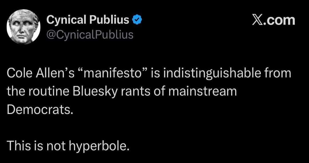 Cynical Publius @CynicalPublius X.com Cole Allen's 