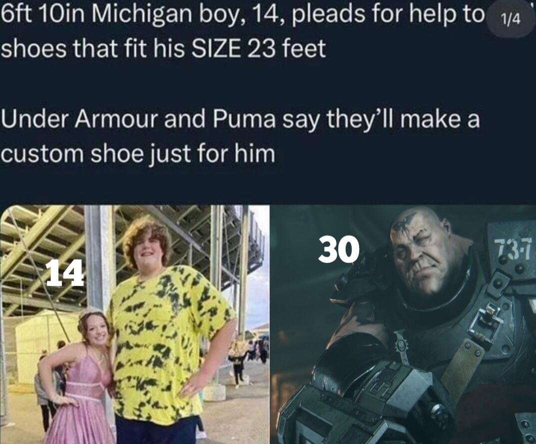 i Og R ol17 FTll o oA PERYe 2To If o1l g T 1 OB o NETPR shoes that fit his SIZE 23 feet Under Armour and Puma say theyll make a custom shoe just for him