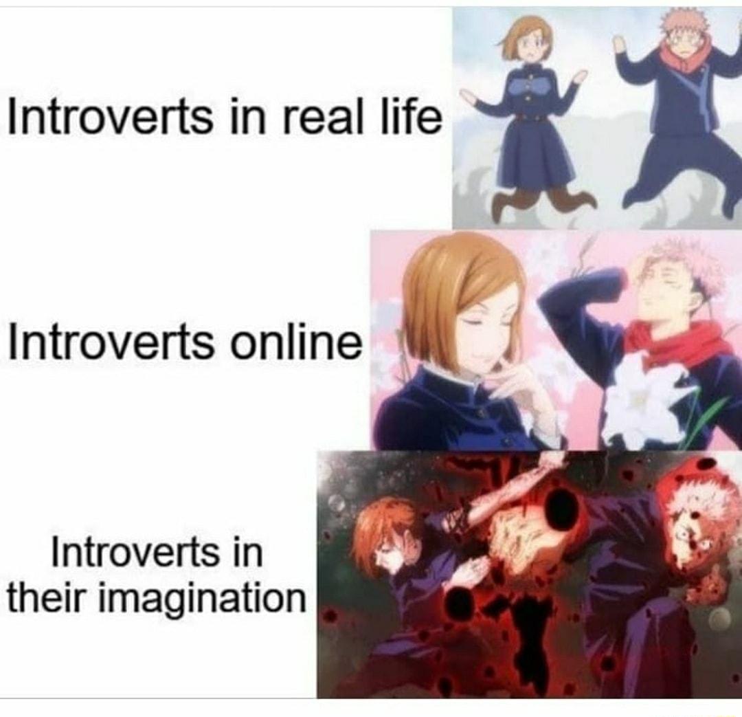 Introverts in real life 1 x Introverts online L Introverts in their imagination