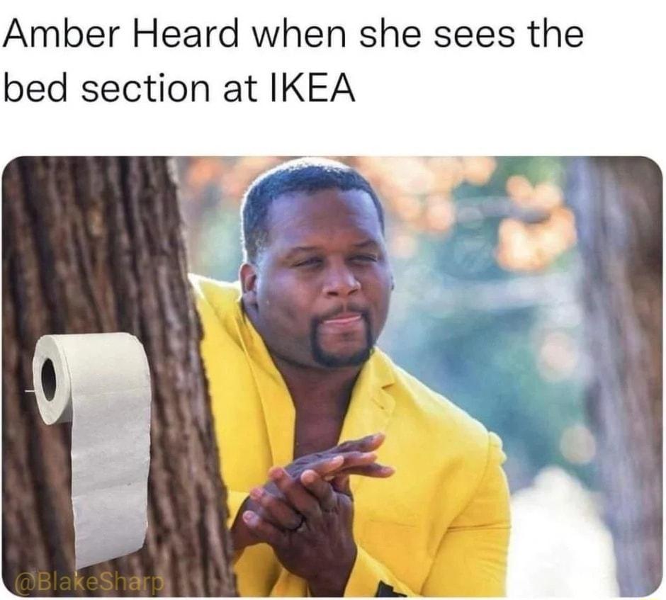 Amber Heard when she sees the bed section at IKEA