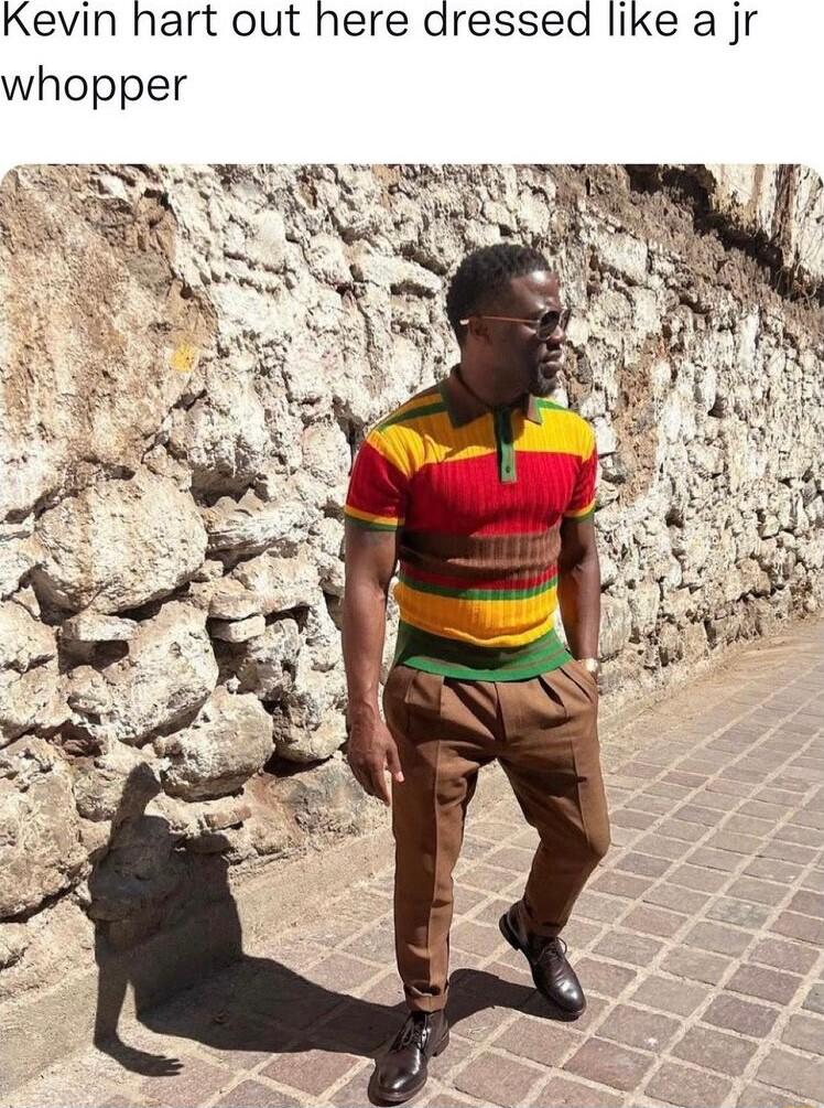 Kevin hart out here dressed like a jr whopper