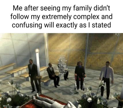 Me after seeing my family didnt follow my extremely complex and confusing will exactly as stated