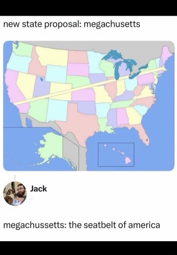 new state proposal: megachussets
megachussets: the seatbelt of america