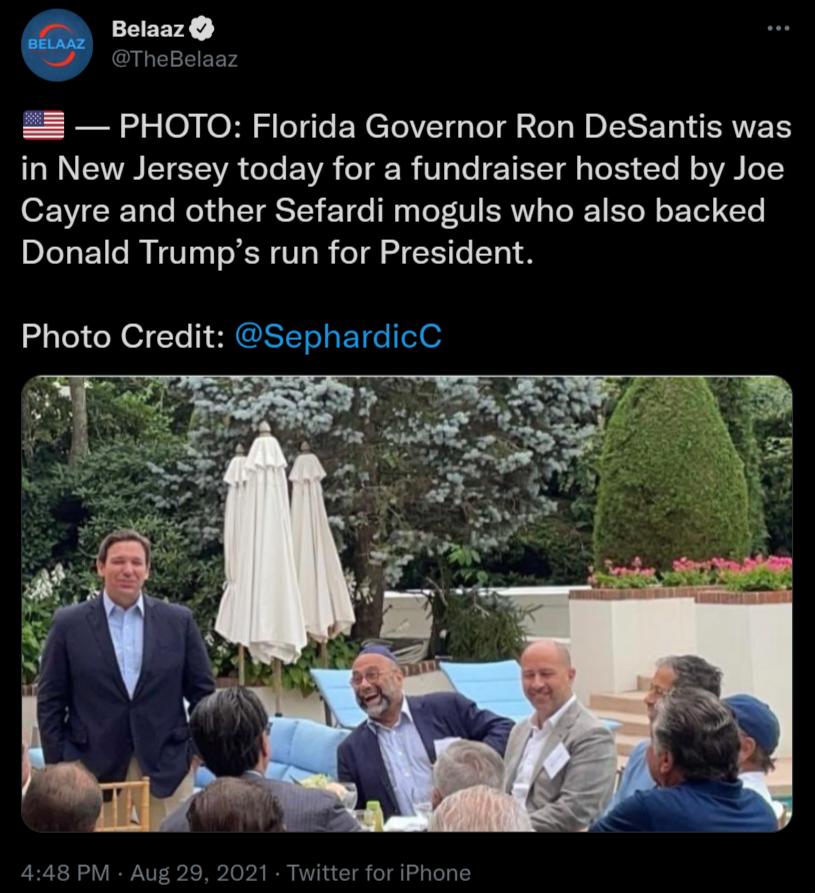 Belaaz TheBelaaz PHOTO Florida Governor Ron DeSantis was RN EIVRET TSR eTo VA oTgEN VgTe TETSTa sTo TS Yoo VAN foTY O Tale Mol o TTST E T e 1y o V SRV o R E To W o Yol 1Yo Donald Trumps run for President Photo Credit SephardicC 448 PM Aug 29 2021 Twitter for iPhone