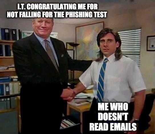 LTCONGRATULATING MEFOR NOT FALLING FOR YHE PHISHING TEST T o