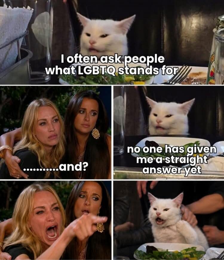 I often ask people what LGBTQ stands for ............and? no one has given me a straight answer yet
