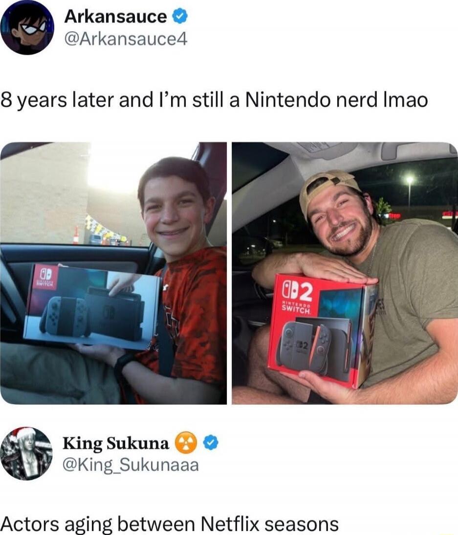 8 years later and I’m still a Nintendo nerd lmao

Actors aging between Netflix seasons