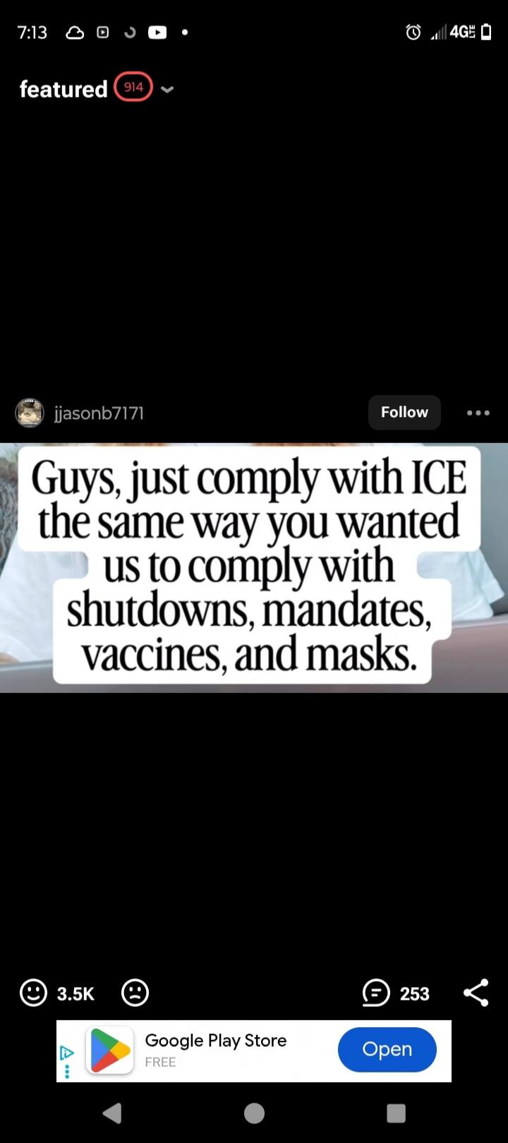 Guys, just comply with ICE the same way you wanted us to comply with shutdowns, mandates, vaccines, and masks.
