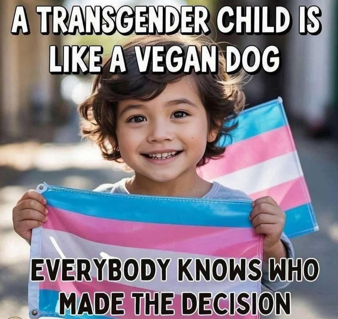 A transgender child is like a vegan dog. Everybody knows who made the decision.