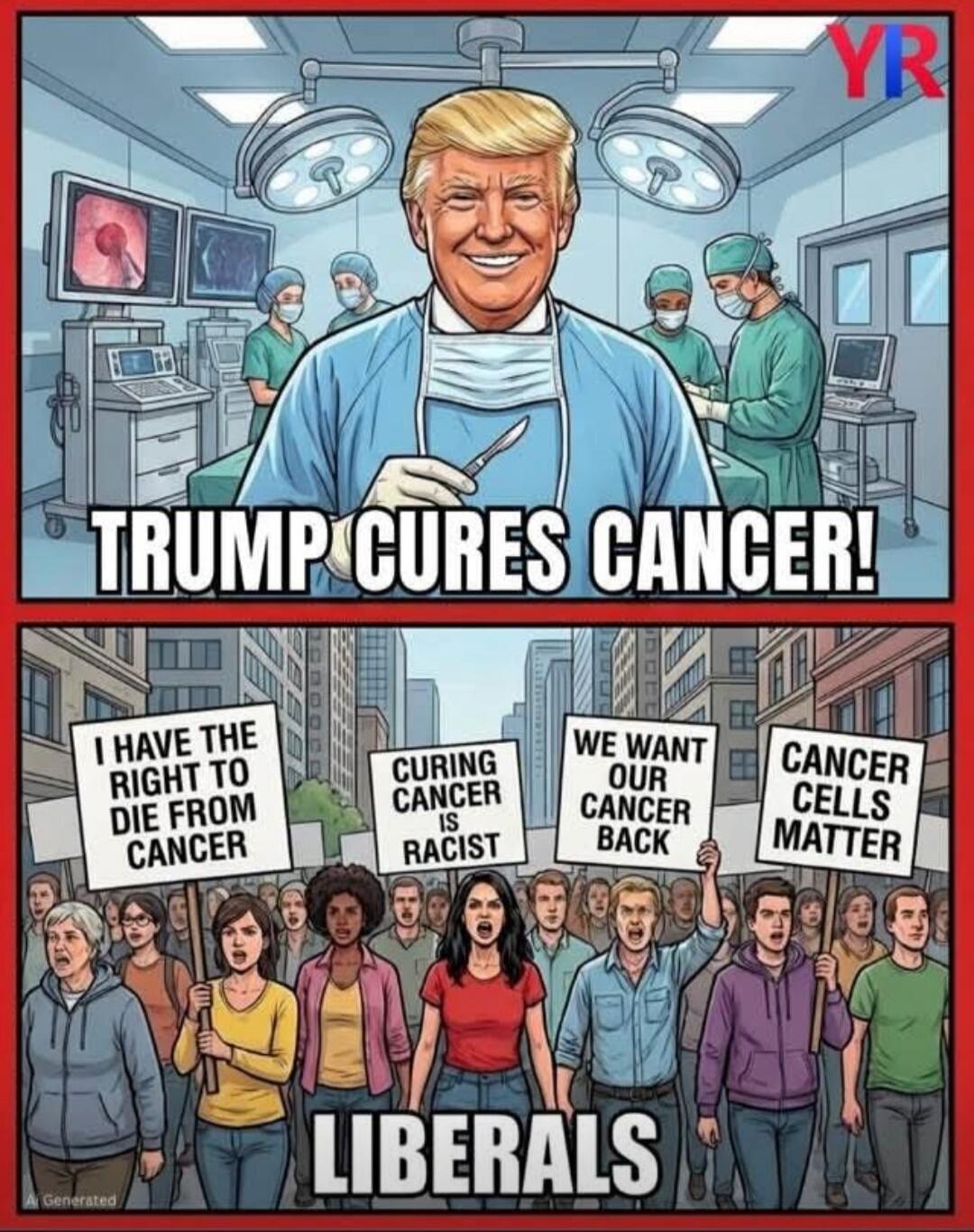 TRUMP CURES CANCER! I HAVE THE RIGHT TO DIE FROM CANCER CURING CANCER IS RACIST WE WANT OUR CANCER BACK CANCER CELLS MATTER LIBERALS