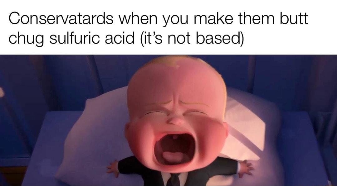 Conservatards when you make them butt chug sulfuric acid its not based