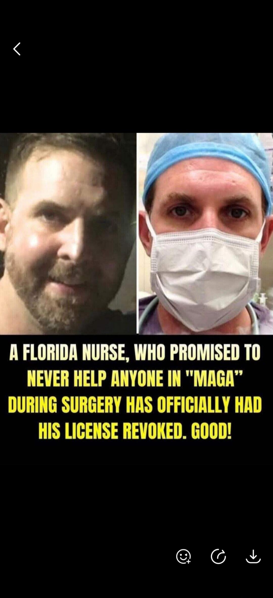 A FLORIDA NURSE, WHO PROMISED TO NEVER HELP ANYONE IN 