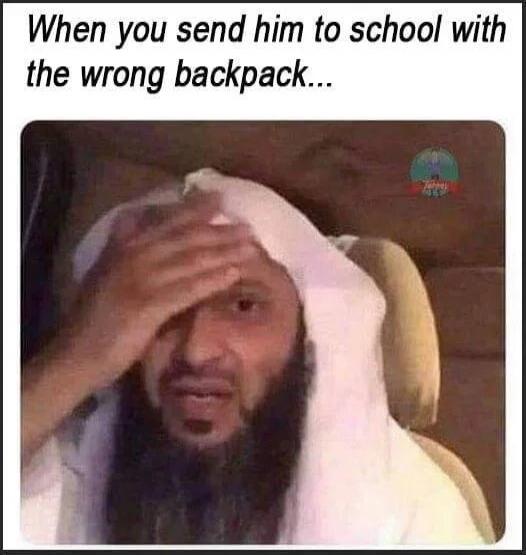 When you send him to school with the wrong backpack...