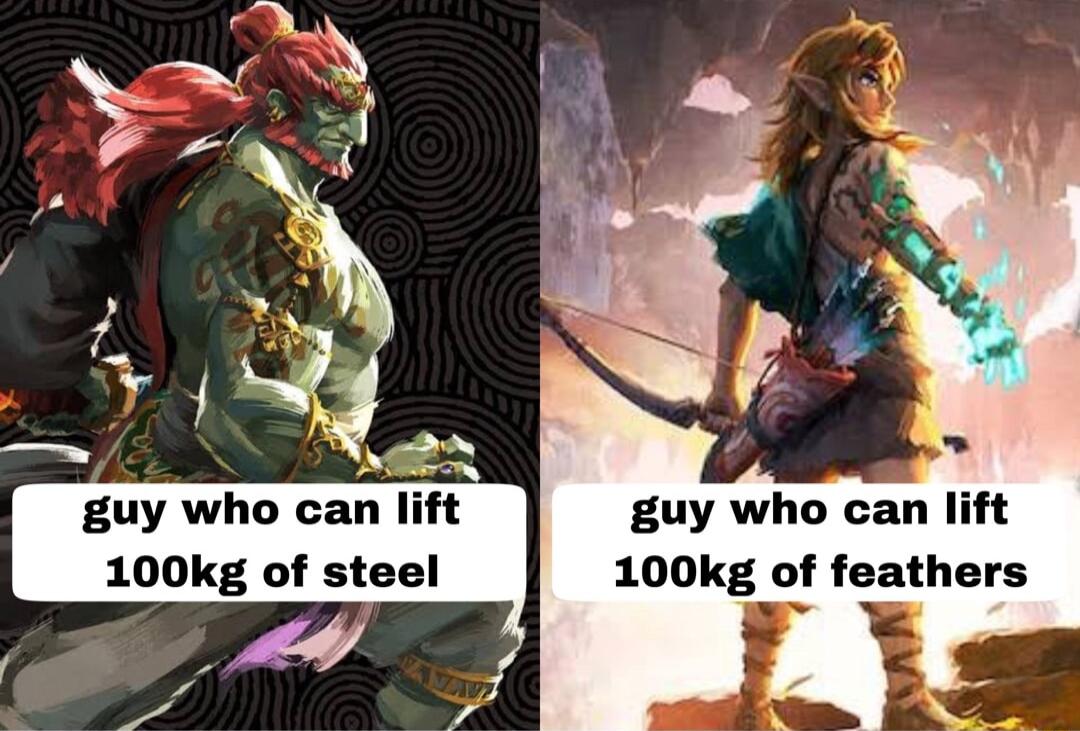 guy who can guy who can lift 100kg of steel 100kg of feathers