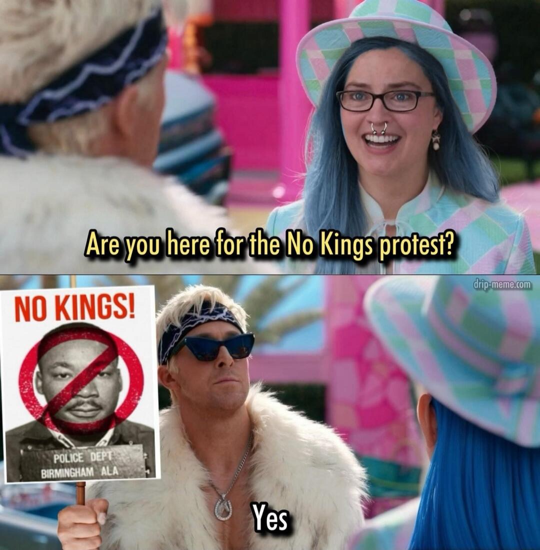Are you here for the No Kings protest?
Yes