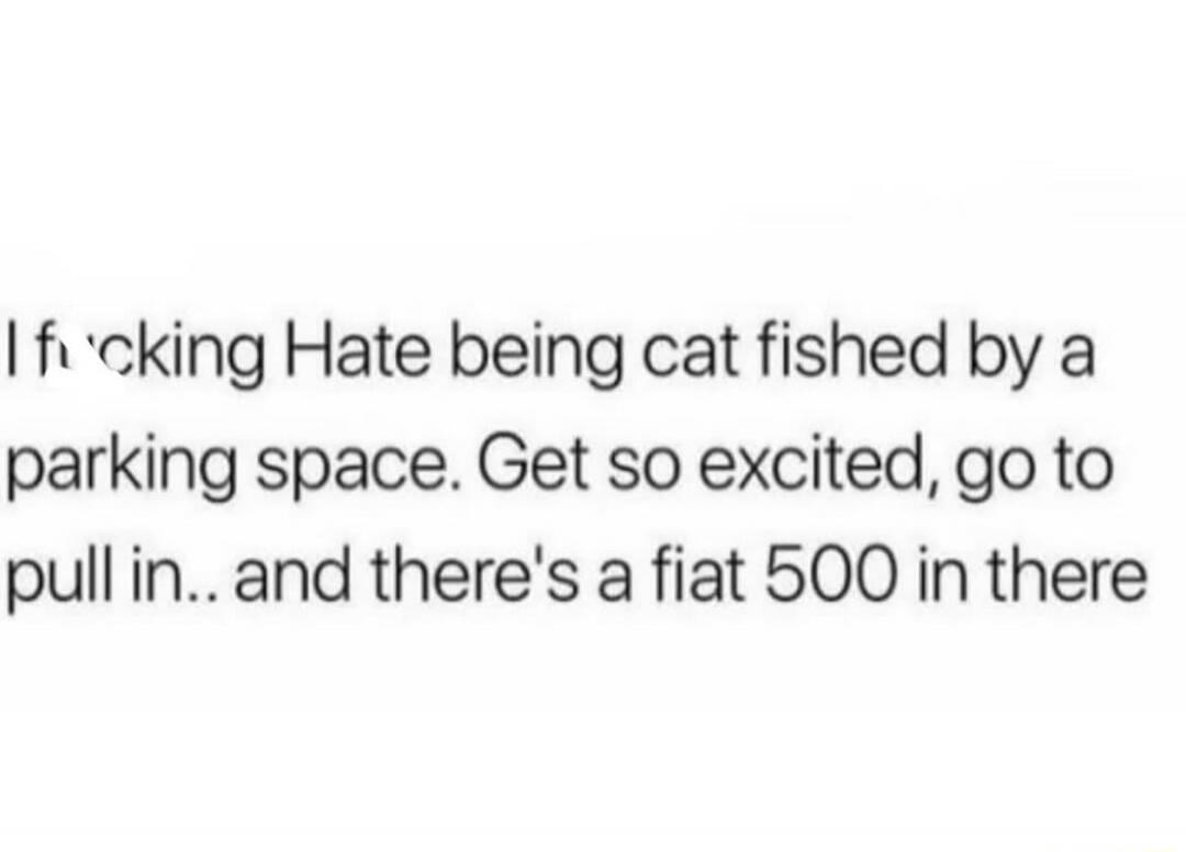 I fcking Hate being cat fished by a parking space. Get so excited, go to pull in.. and there's a fiat 500 in there