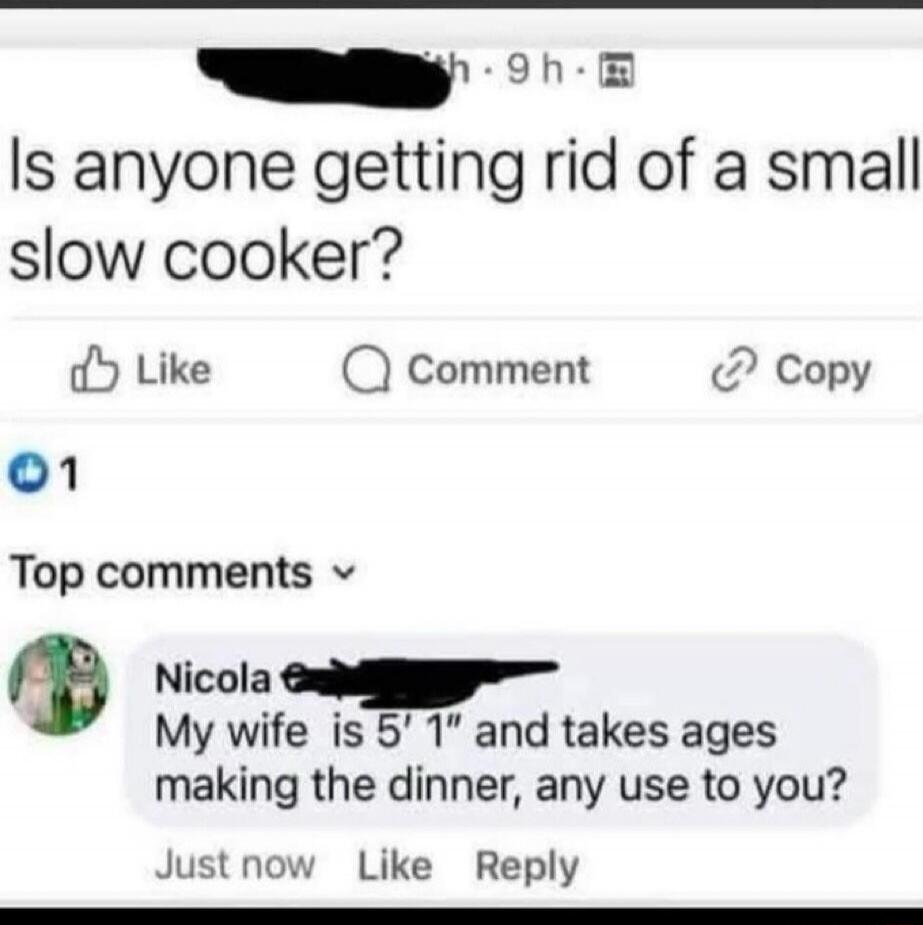Is anyone getting rid of a small slow cooker? My wife is 5' 1