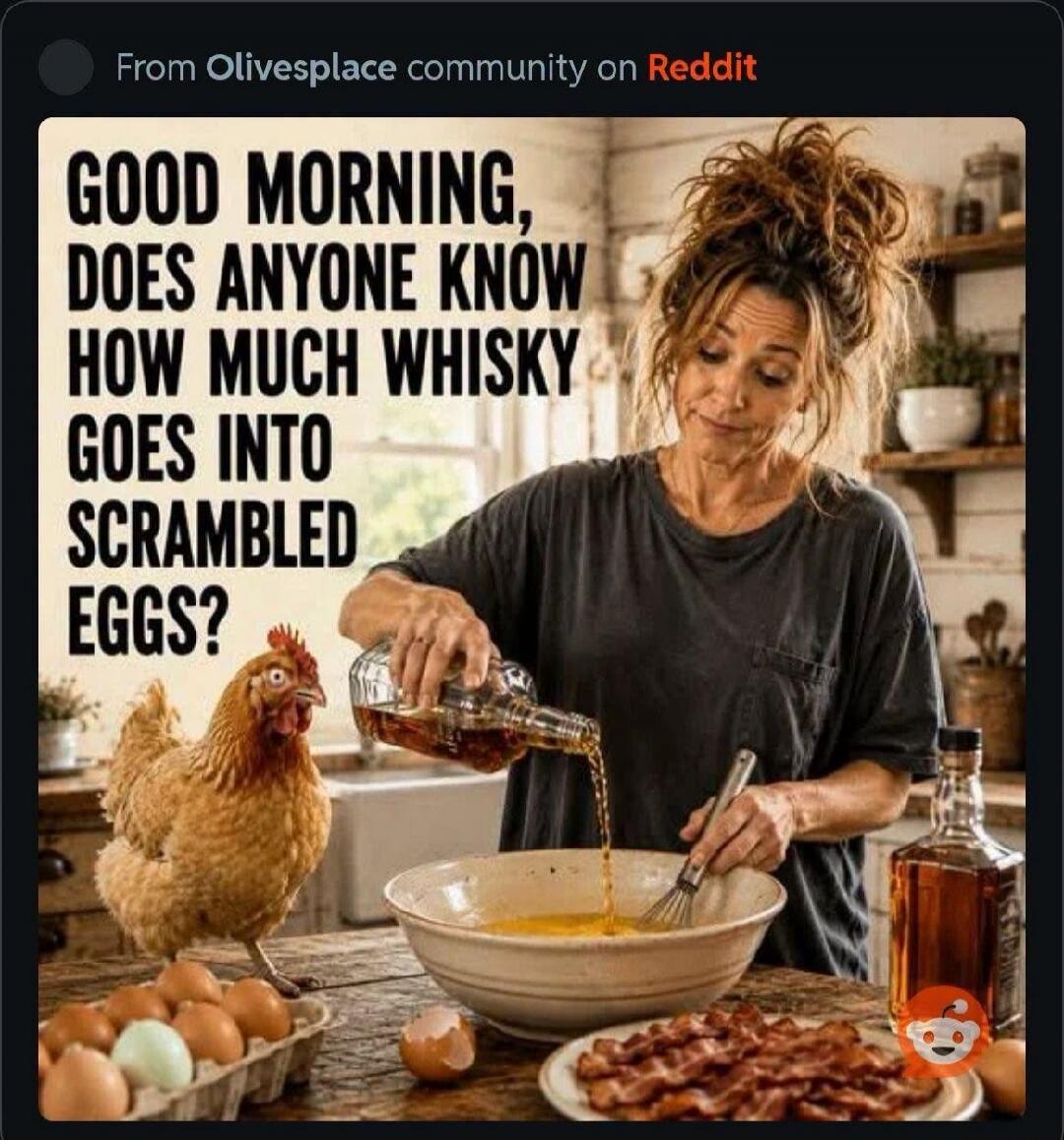 GOOD MORNING, DOES ANYONE KNOW HOW MUCH WHISKY GOES INTO SCRAMBLED EGGS?