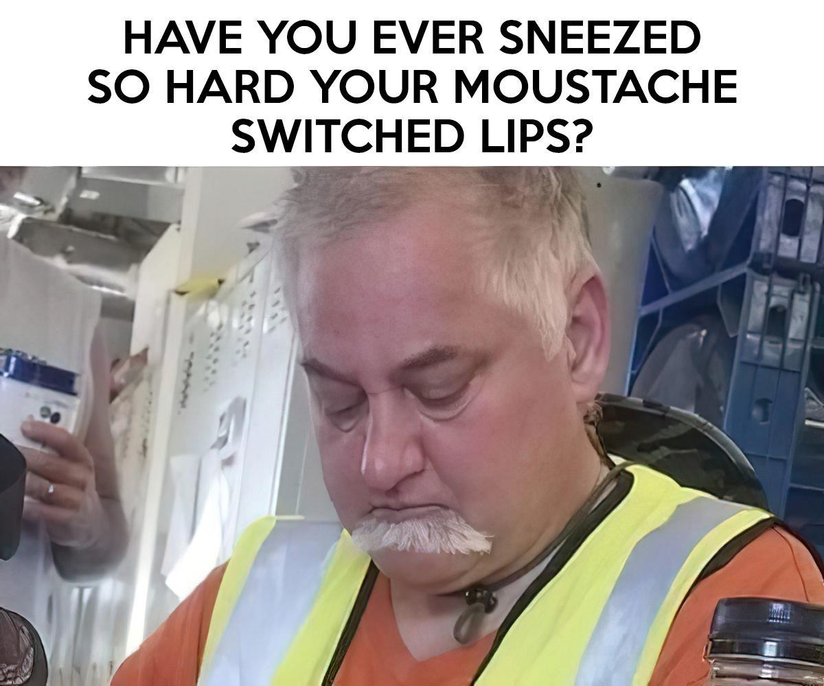 HAVE YOU EVER SNEEZED SO HARD YOUR MOUSTACHE SWITCHEDLIPSV