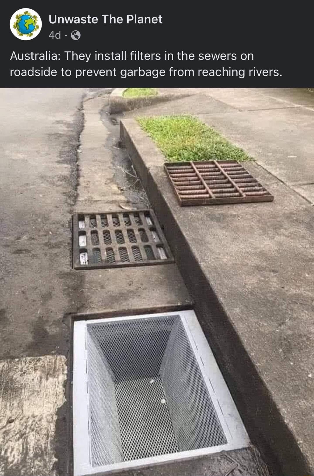 SLNES CREEE T 4d Q Australia They install filters in the sewers on roadside to prevent garbage from reaching rivers