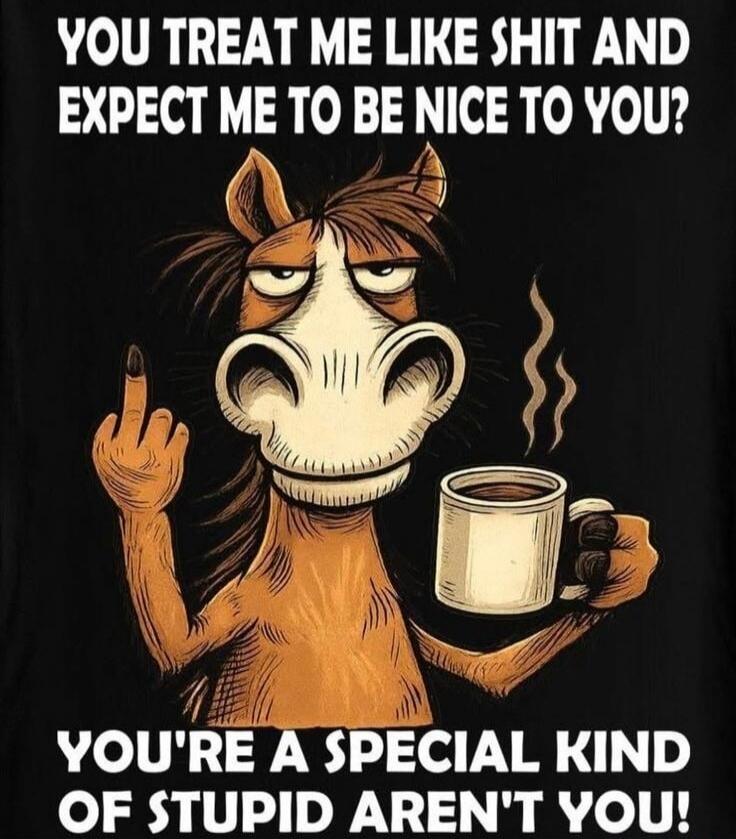 YOU TREAT ME LIKE SHIT AND EXPECT ME TO BE NICE TO YOU? YOU'RE A SPECIAL KIND OF STUPID AREN'T YOU!