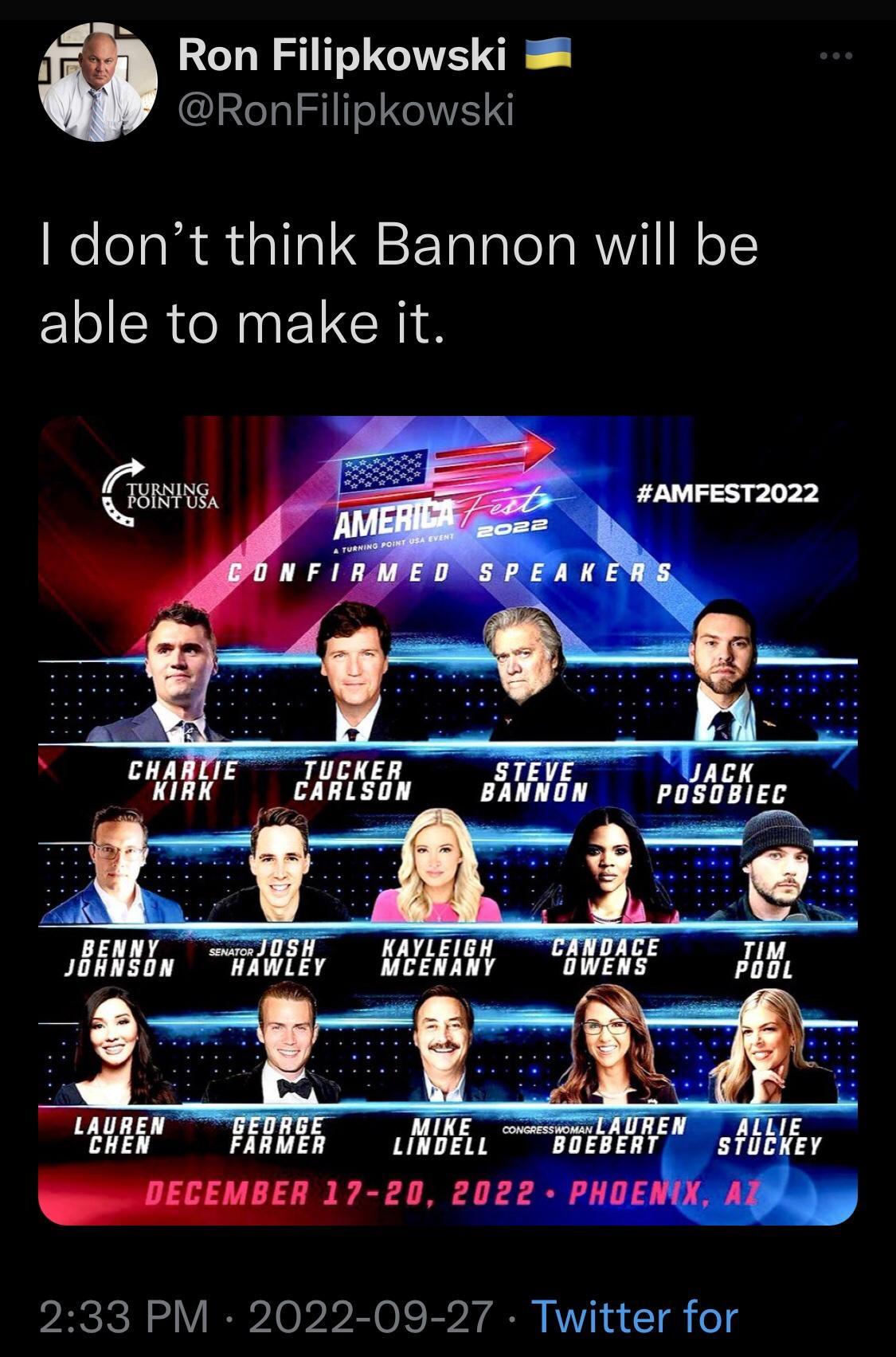 Ron Filipkowski RonFilipkowski KeleTaR allalQ oF TalaleTaRVI1I 1 Lol SRR ET RIS HAYLE WAWLEY MCENANY 233 PM 2022 09 27 Twitter for