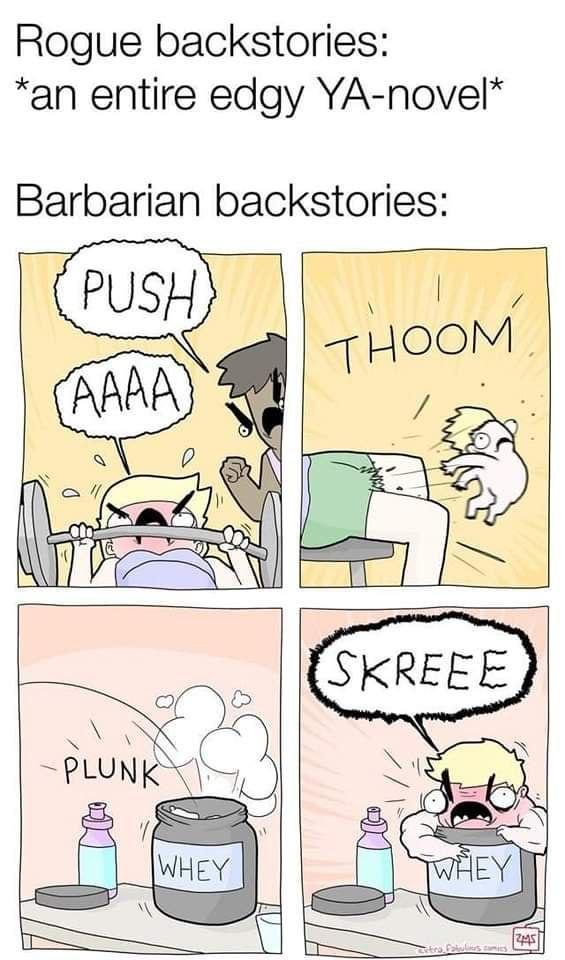 Rogue backstories an entire edgy YA novel Barbarian backstories