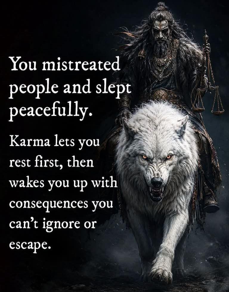 You mistreated people and slept peacefully. Karma lets you rest first, then wakes you up with consequences you can't ignore or escape.