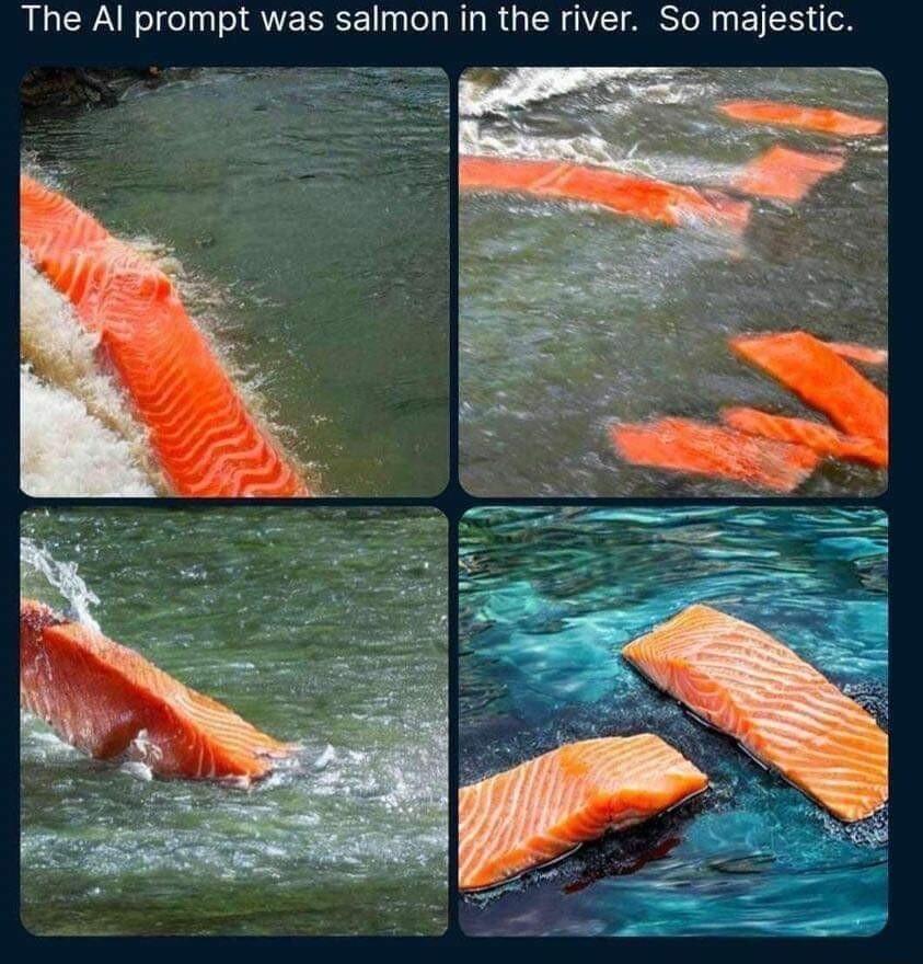 The Al prompt was salmon in the river So majestic