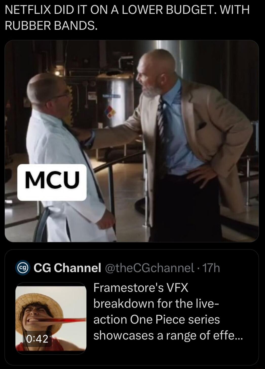 NETFLIX DID IT ON A LOWER BUDGET WITH RUBBER BANDS CG Channel theCGchannel 17h HEIENCIEERAYD IEEIG IR TR NIV action One Piece series showcases a range of effe