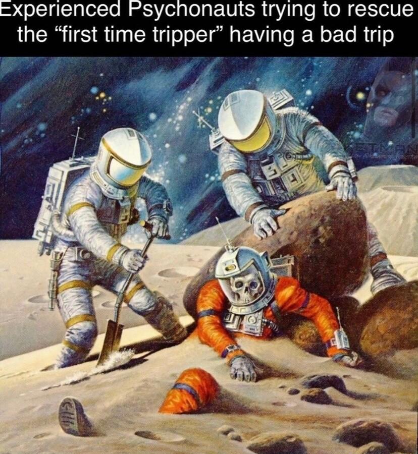 Xperienced Psychonauts trying to rescue the first time tripper having a bad trip