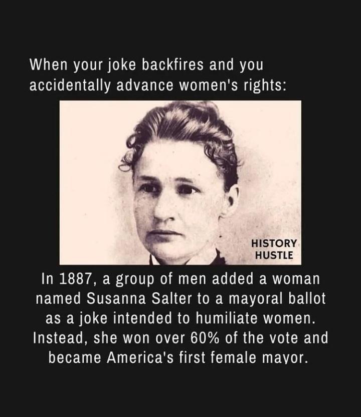 When your joke backfires and you accidentally advance womens rights HISTORY HUSTLE In 1887 a group of men added a woman HEWEDISTEEUNERSEUCIR O WU EVDTE UL ECE SO LCRIICHL L RGR DTN CRUT Iy CIR S CEU R CRG ROV 2 R G ERTI RN WL WA E T E R TS S CIOE RO EV