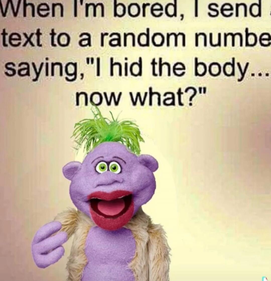 When I'm bored, I send a text to a random number saying, 